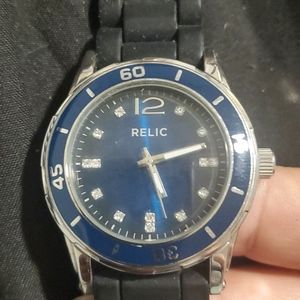 Black midnight blue pearlescent face watch